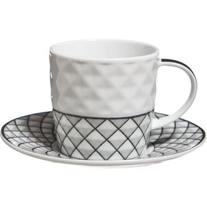 Cosy & Trendy Mosaic Espresso Kop En Schotel - 10 cl - Set-6