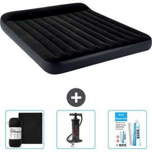 Intex Luchtbed - 2-Persoons - 183 x 203 x 25 cm - Donkerblauw - Inclusief Hoeslaken - Pomp en Reparatieset