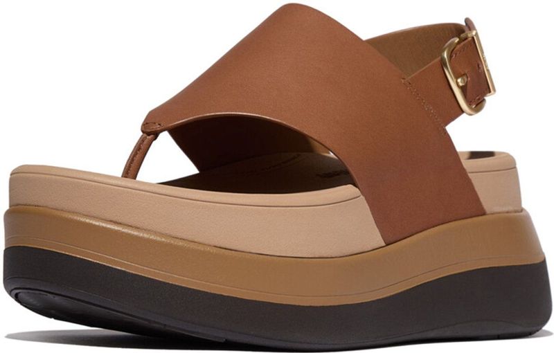 FitFlop - F-Mode Stack Leather Back-Strap Toe-Post Sandals - Zwart - Sandaal