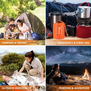 2 Stuks Reddingsdekens WaterdichtKoudebescherming NooddekenSlaapzak voor Noodgevallen HerbruikbaarWaterdichte Nooddeken voor Buiten KamperenCampingWandelen