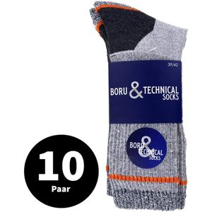 Boru Werksokken Heren - Grijs - Maat 39-42 - 10 Paar - Voordeelverpakking