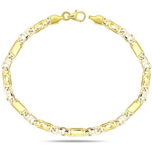 Juwelier Zwartevalk 14 karaat gouden bicolor armband - ZV 961/18cm