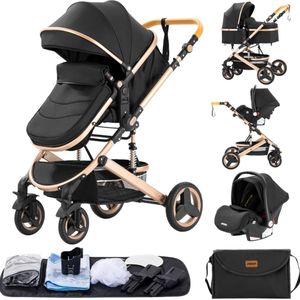 Kinderwagen - 3 in 1 kinderwagen - Inclusief gifts - Autostoel - Buggy - Opvouwbaar - Chock Demping - 360 Graden Wielen