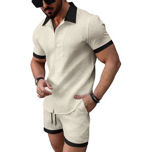Linnen Heren Zomerset Fashion - Blouse en korte Broek - Getailleerd - Mode - Shirt - Wit