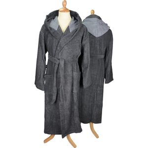 ARTG® Robezz - Badjas - Gekleurde Capuchon - Graphite/Anthracite Grey - Maat XS