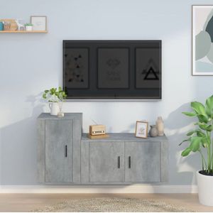 The Living Store Klassieke televisiekastenset - TV-meubel 80x34.5x40cm - 40x34.5x60cm - Betongrijs