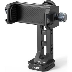 Ulanzi MA53 Draaibare telefoonhouder met Arca Swiss - 360 graden draaibaar - telefoonhouder voor statief - Geschikt voor smartphone 6 - 9,5 cm breed - Met mount voor accessoires - Metaal