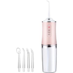 Monddouche - Water flosser - Elektrische waterflosser draadloos- Draagbare waterflosser - Tandsteen Verwijderaar - 3 Standen - 4 Opzetstukken - Lange batterijduur - Tandenreiniging en mondverzorging - Unisex - Cadeau voor dames - Roze