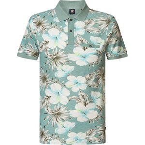 Petrol Industries - Heren Botanical Polo Rove - Blauw - Maat S