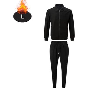 Nivard Joggingpak - Huispak - Volwassenen - Trainingspak - Comfortabel - Joggingsbroek - Tracksuit - Heren - Rits - Zwart - L