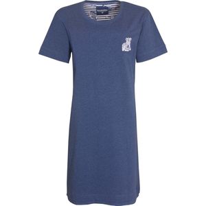 Irresistible Dames Nachthemd - 100% Katoen - Zebra - Blauw - Maat S