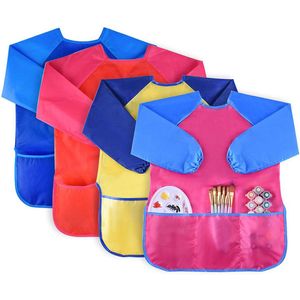 Kinderschort - 4 stuks - Verfschort - Kinderknutselen - Schilderen - Schilderschort - 60*44cm - verfschort - kinderverfschort - waterdicht schort - schilderschort kinderen - schort voor peuters - schilderschort - knutselschort - creatief kinderen