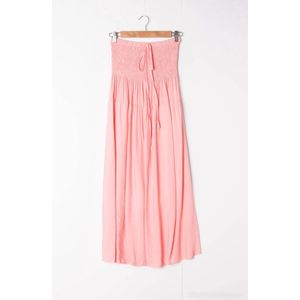 Bustier midi dames jurk Bonita-effen licht roze-strapless-maat M/L-strandjurk