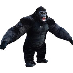 KIMU Mega Opblaasbare Mascotte Gorilla Zwart - 3 Meter King Kong Kostuum Opblaasbaar Pak - Groot Apenpak Opblaaspak Bont - Opblaas Zwarte Aap Festival