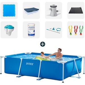 Intex zwembad - Complete set - 260x160x65 cm - Inclusief zwembadtegels - Afdekzeil - Filterpomp - Solarmat - Chloordrijver+thermometer - Chloortabletten - Onderhoudsset - Duikspeelgoed