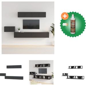 vidaXL TV-meubel set Zwart - 60 x 30 x 30 cm | 100 x 30 x 30 cm | 80 x 30 x 30 cm - Kast - Inclusief Houtreiniger en verfrisser