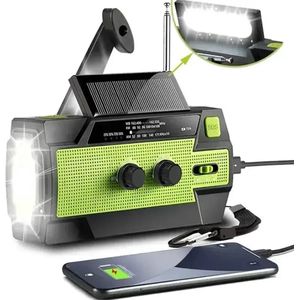 Noodradio Solar - Radio op zonne energie, opwindbaar en met batterijen - Zaklamp - Powerbank Zonneenergie - Opwindbaar