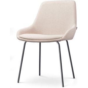 Nolon Nora-Isa Eetkamerstoel Beige - Stof - Zwart Onderstel - Design - Scandinavisch - Comfortabel