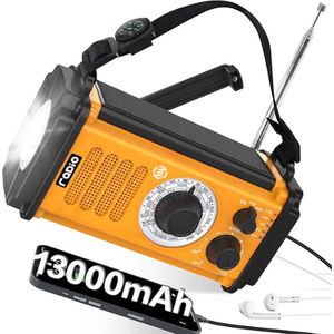 Equivera Noodradio - Noodradio - Emergency Radio - Survival Radio - Oorlog Radio - Opwindbare Radio - Solar Opwindbaar - Radio voor Rampen - SOS Alarm - Noodradio op Batterij - Draagbare Radio - AM/FM-Radio - Oplaadbare Batterij - Noodlader Telefoon