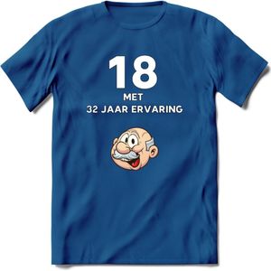 18 met 32 jaar ervaring T-Shirt | Grappig Abraham 50 Jaar Verjaardag Kleding Cadeau | Dames – Heren - Donker Blauw - XXL