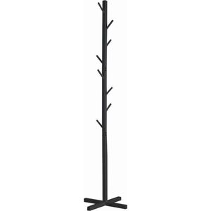 Staande kapstok hout - boom kapstok 8 haken - 178 cm hoog - zwart