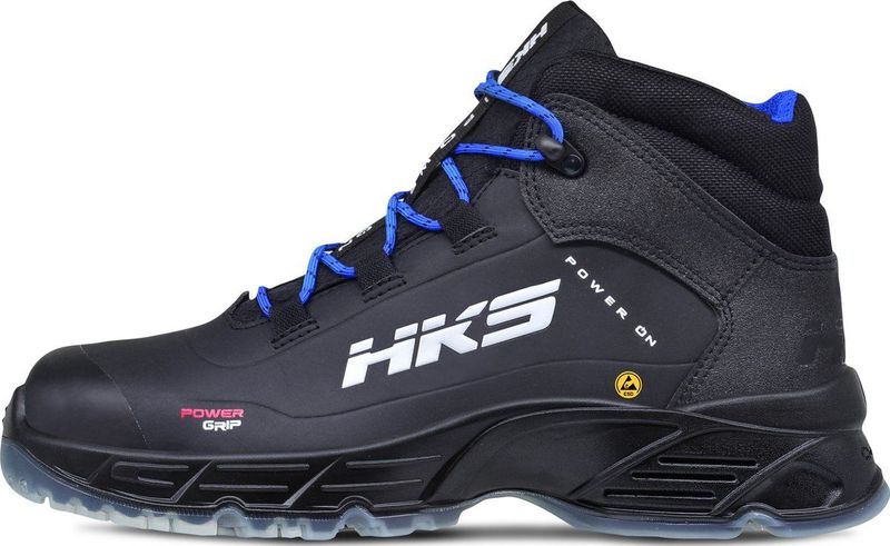 HKS CPO 50 S3 werkschoenen - veiligheidsschoenen - safety shoes - hoog - heren - antislip - ESD - lichtgewicht - Vegan - zwart/blauw - maat 45