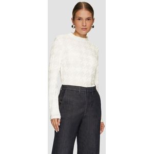 s.Oliver - T-Shirt - Houndstooth - Slim-fit - Lange Mouwen