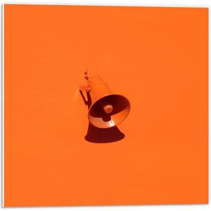 Forex - Oranje Megafoon op Oranje Achtergrond - 50x50cm Foto op Forex