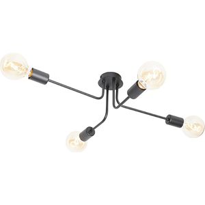 QAZQA facile - Design Plafondlamp - 4 lichts - L 66 cm - Zwart - Woonkamer | Slaapkamer | Keuken