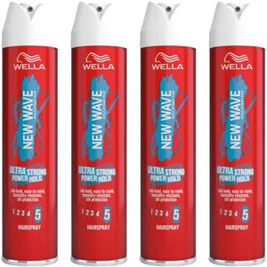 Wella New Wave Ultra Strong Power Hold Haarspray - 4x 250 ml