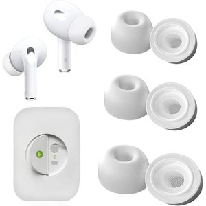 Allecto Plus - Ruisonderdrukkende Siliconen Oordopjes voor Airpods Pro 2e Generatie met Oplaadcase - Set van 3 Maten - Opbergverpakking