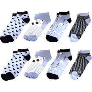 Belucci Katoenen Dames Sneakersokken 8 paar fantasy maat 35/38