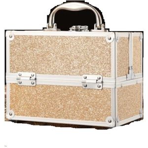 Ruime Visagiekoffer - Make up Koffer - Make-up Trolley - Kappers Koffer - Beautycase - Cosmetica Koffer - Met Wielen - Goud Glitters