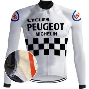Retro Winter Wielerjack (fleece) Peugeot Wit - REDTED - S