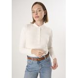 Felix Hardy Trui Met Polokraag En Knopen - Polo Shirt - 100% Katoen Dames Ecru - L