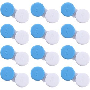 12Pcs Contactlens Cases in Blauw en Wit - Veilige Bewaardozen voor Contactlenzen - Ideaal voor Thuis en Op Reis