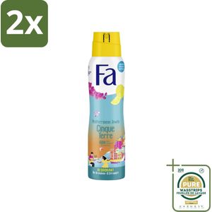 Fa - Deodorant Spray - Mediterranean Jewels - Orchidee & Citrus - 48 uur Bescherming - 150 ml - Voordeelverpakking - 2 stuks - Deodorant spray - 48 uur bescherming
