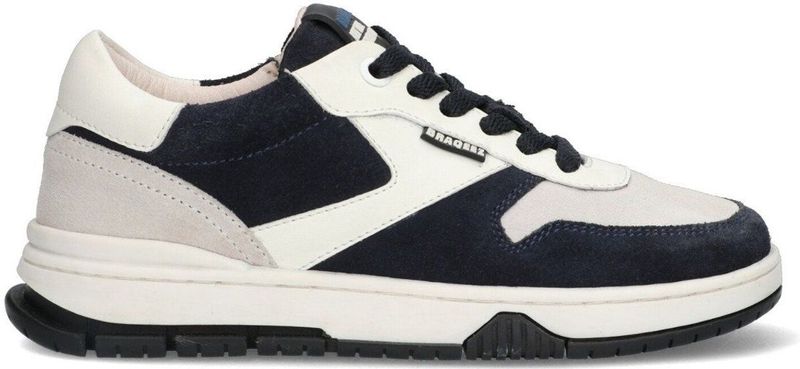 Braqeez - 425301-420 - Lage Sneakers - Blauw/Wit/Grijs - Leer - Veters