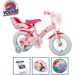 Volare Kinderfiets Disney Princess - 12 inch - Roze - Twee handremmen - Met fietshelm en accessoires