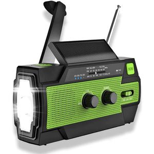 Brixy - Noodradio - Groen - 4000 mAh - Opwindbaar - Solar - Met Zaklamp en Powerbank