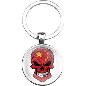 Sleutelhanger Glas - Schedel Vlag China