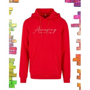 Rode dames hoodie “Amazing” | maat 4XL/48-50