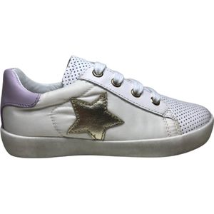 Naturino Mt 28 veter/rits gouden ster lederen/nylon sneakers Annie Wit Lila