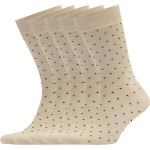 Herenkledingsokken, 5-pack geassorteerd patroon, effen, gestreept, argyle, gestippelde ronde sokken cadeau voor heren schoenmaat,Kaki met stippen