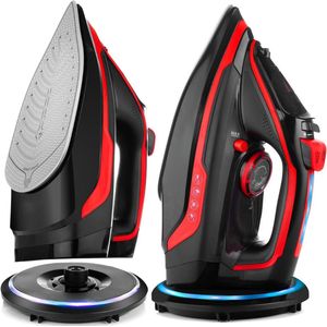 Zylo® Strijkijzer Draadloos - Strijkijzer - Stomer Kleding - Zwart/Rood - 30cm x 14cm x 1cm