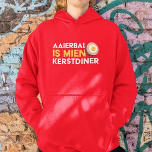 Foute Kerst Hoodie Rood Aaierbal Is Mien Kerstdiner XS
