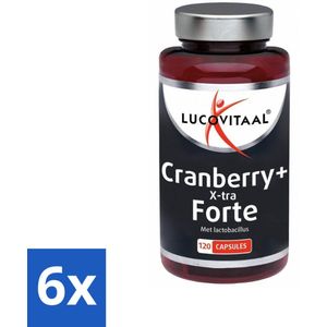 6 x Lucovitaal - Supplement - Cranberry X-tra - Lactobacillus - 120 Capsules - Cranberry Supplement - Blaasgezondheid - Urineweg Ondersteuning - Lactobacillus - Darmflora