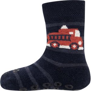 Baby Antislipsok Ewers - Donkerblauw met Rode Brandweerauto - Nopjes-17/18
