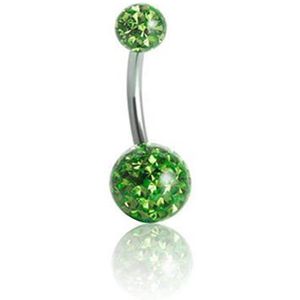 Navel Piercing enige echte met Peridot Groen Swarovski (1.6 x 10mm)