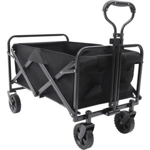 Gran Vida® - Bolderkar - 80KG Draagvermogen - In Hoogte Verstelbare Handgreep - 105 Liter Inhoud - Opvouwbaar - Zwart